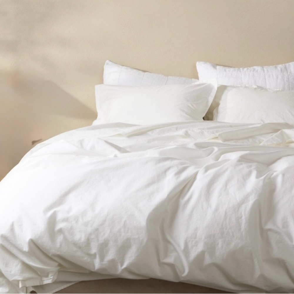 Parachute Venice Percale Duvet Cover White F/Q Long Staple Crisp Egyptian cotton